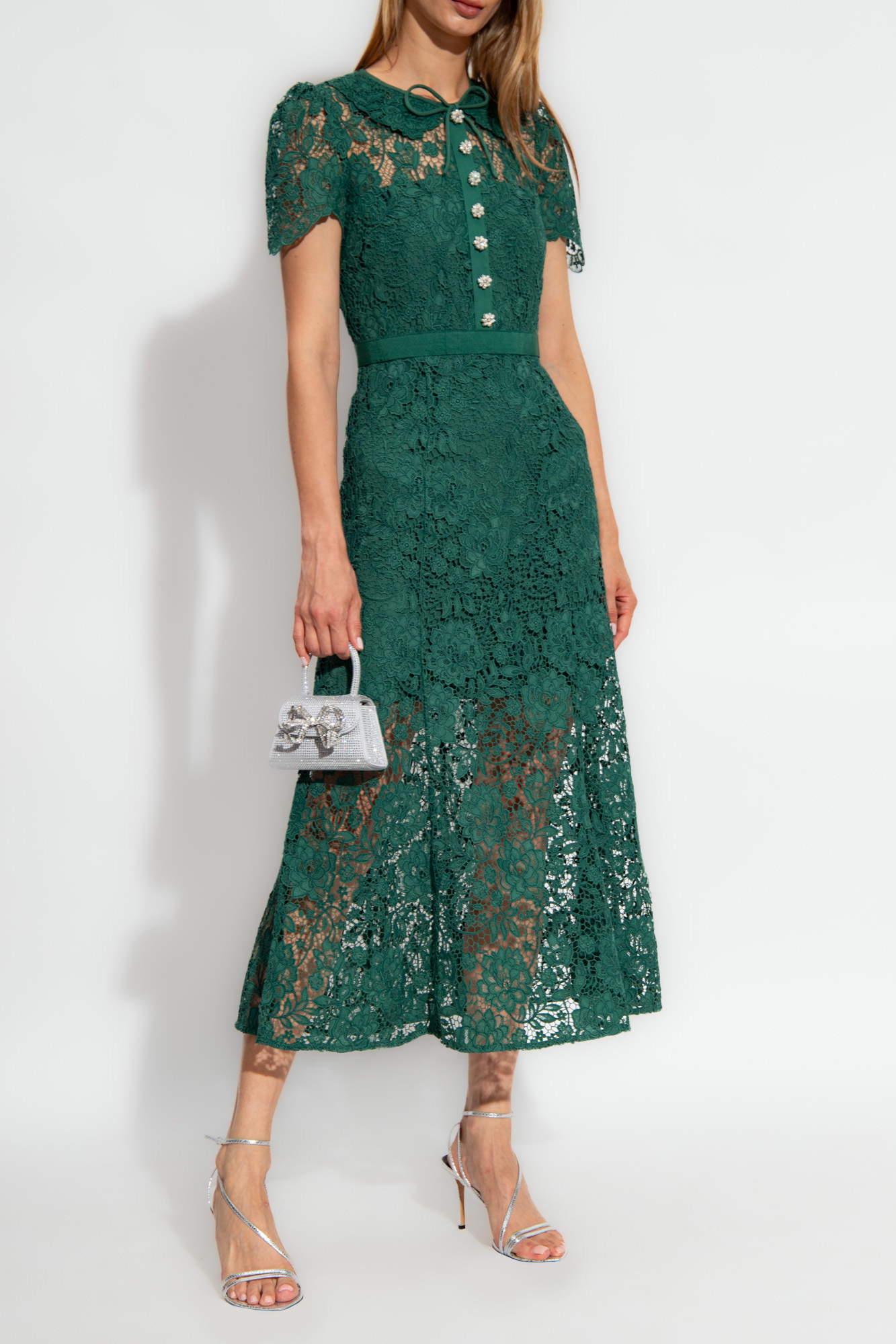 Self portrait hot sale green lace dress